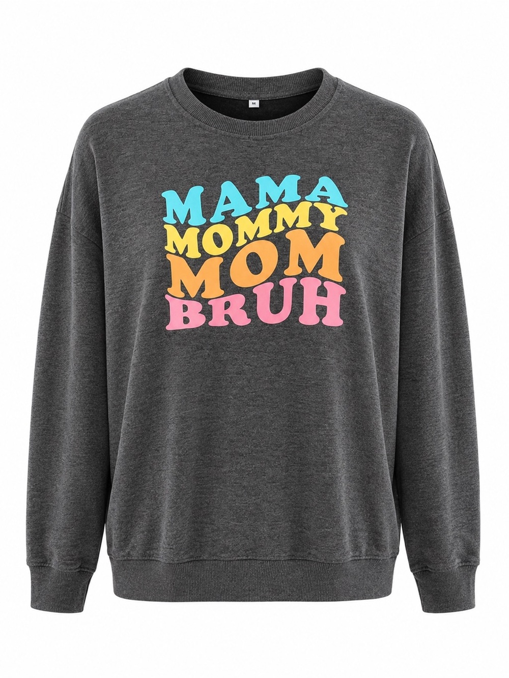 Mama Mommy Mom Bruh Graphic Sweatshirt Gray XL Polyester Blend